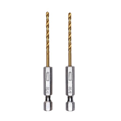 Half Ground 2-PC 2/32-inch Hex Shank Titanium Drill Bit Set