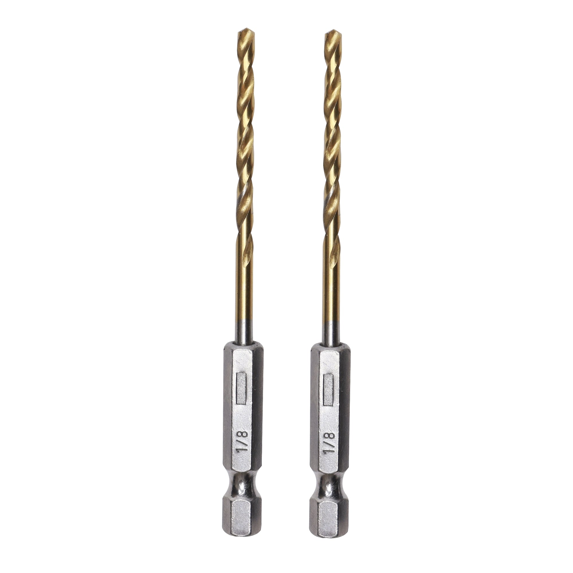 3 Series Half Ground 2-Piece 1/8" Hex Shank Titanium Drill Bit Set