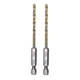 3 Series Half Ground 2-Piece 1/8" Hex Shank Titanium Drill Bit Set
