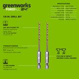 3 Series Half Ground 2-Piece 1/8" Hex Shank Titanium Drill Bit Set