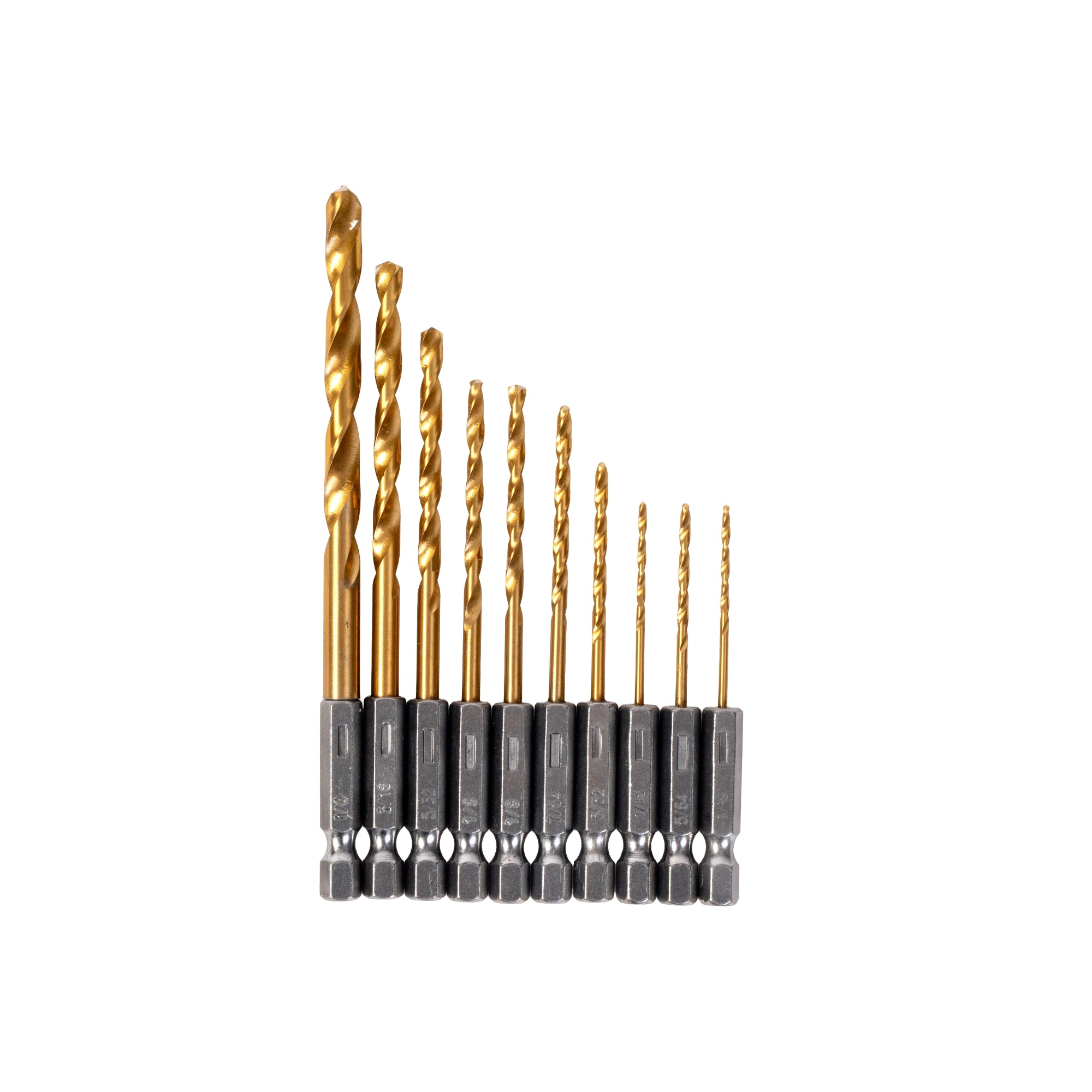 Half Inch Bit Half Ground 10-PC Hex Shank Titanium Drill Bit Set | Greenworks Tools