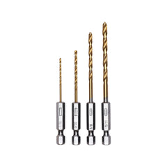 Half Ground 4-Piece Hex Shank Titanium Drill Bit Set