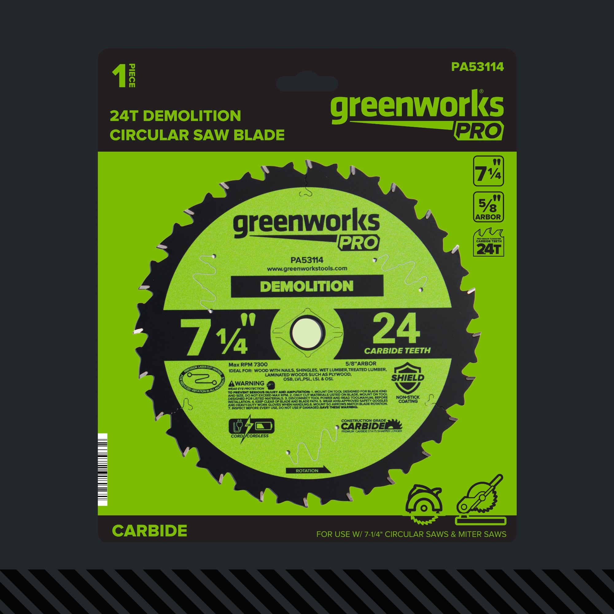 5 Series 17.25" blades – 24T Demolition, YG6, Laser Cut + Teflon Coating