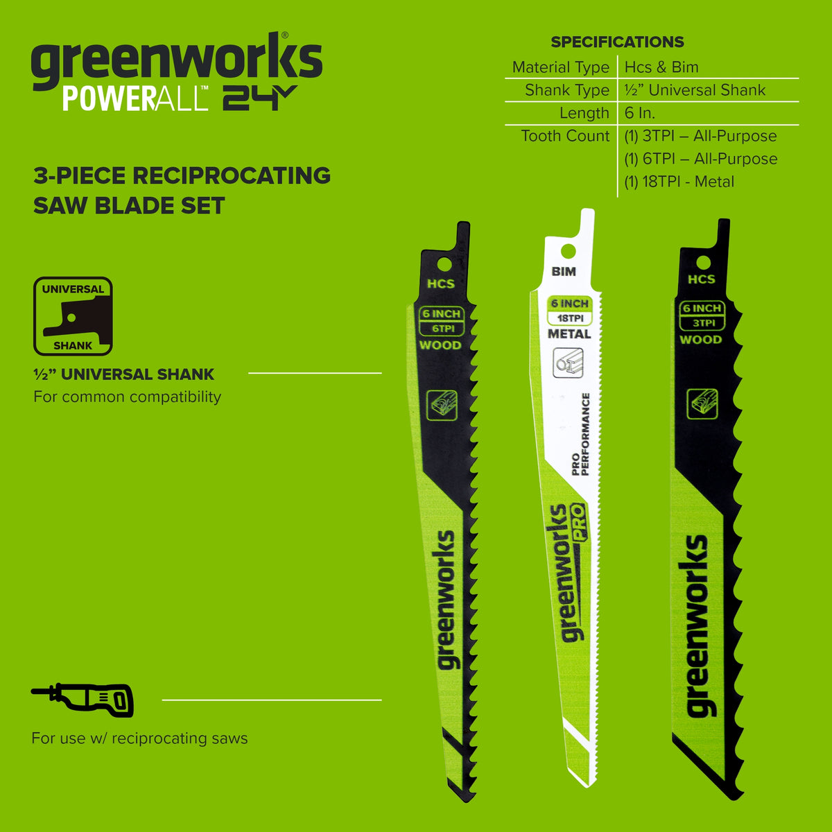 3 Series 3-Piece Recip Saw Blade Kit