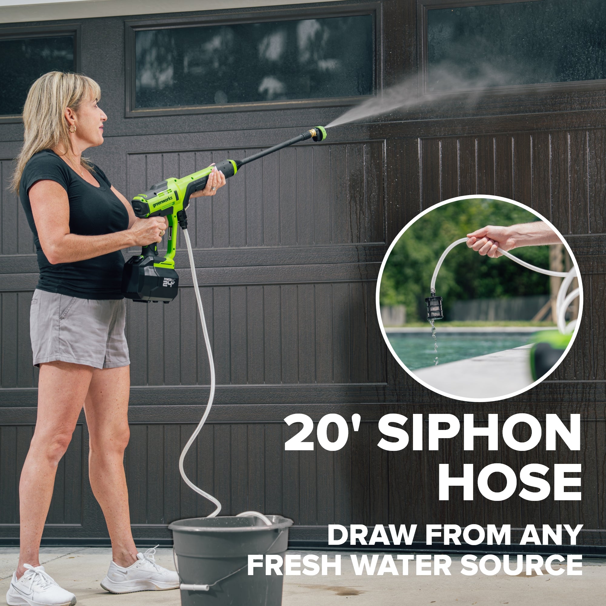 24V 700 PSI 0.8 GPM Cold Water Cordless Power Cleaner: 4.0Ah Battery and 30W Charger