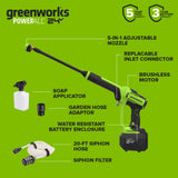 24V 700 PSI 0.8 GPM Cold Water Cordless Power Cleaner: 4.0Ah Battery and 30W Charger