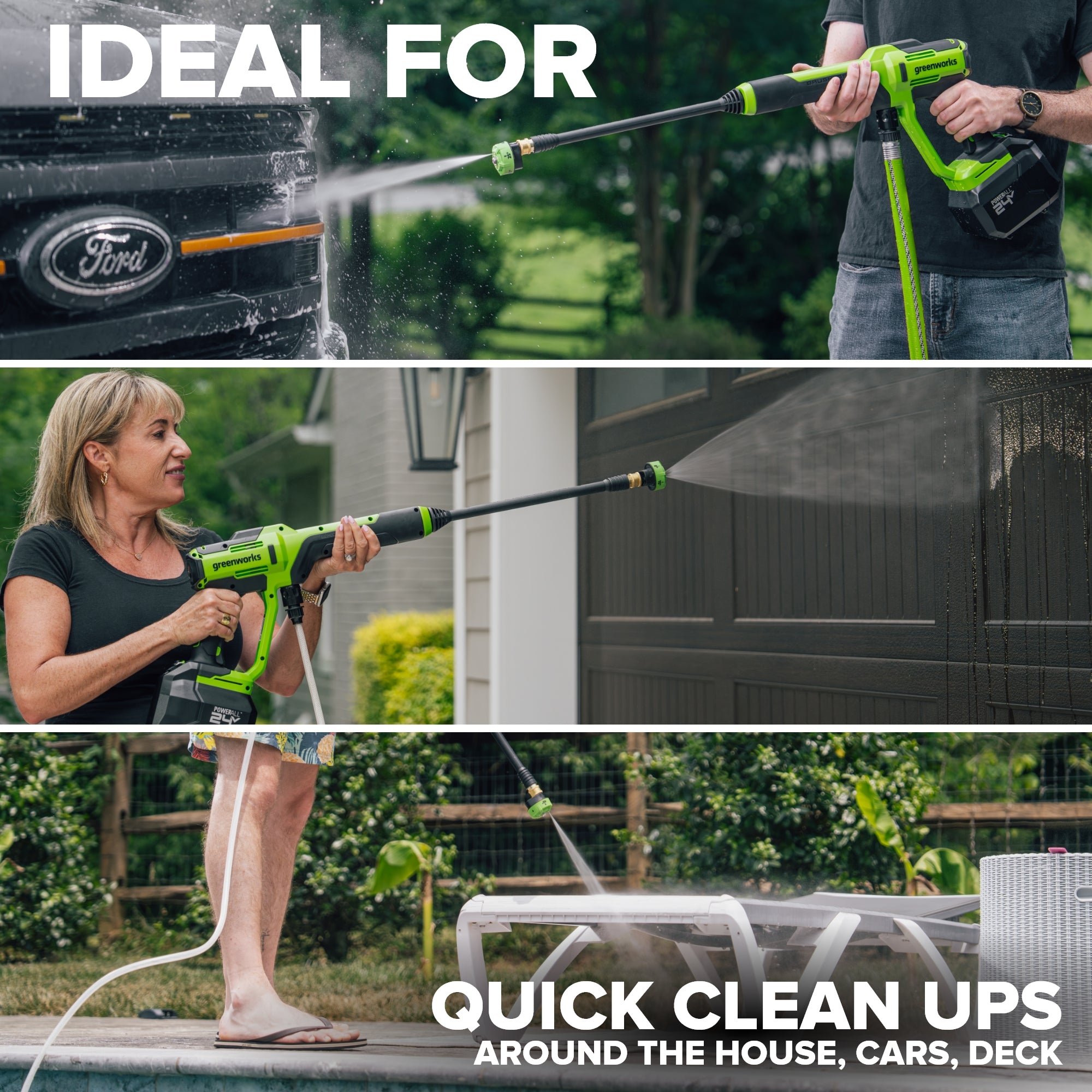 24V 700 PSI 0.8 GPM Cold Water Cordless Power Cleaner: 4.0Ah Battery and 30W Charger