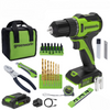 24V PowerAll 3/8" 280 in-lb Drill and 60 Piece Hand Tool/Accessories Project Kit, with 2.0 Ah USB-C Battery, 30W USB-C Charger Block, Carrying Bag