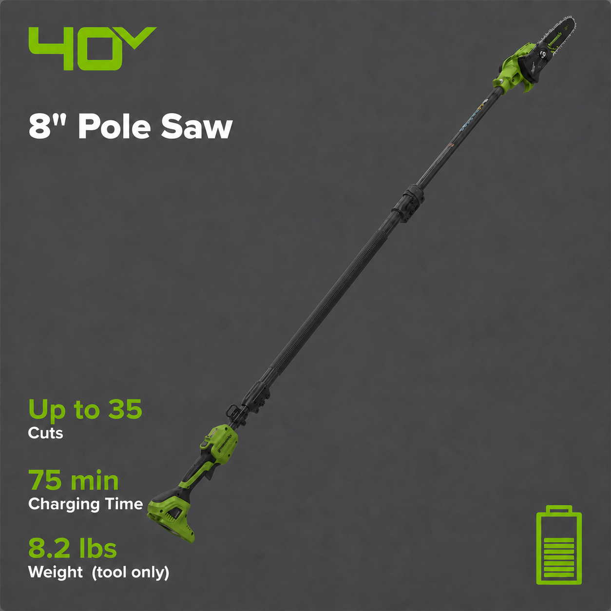 40V 8" Cordless Battery Telescope Pole Saw (Tool Only)