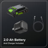 24V 8" Cordless Battery Pole Saw w/ 2.0 Ah Battery & 30W Type-C Charger (3-Ft cable)