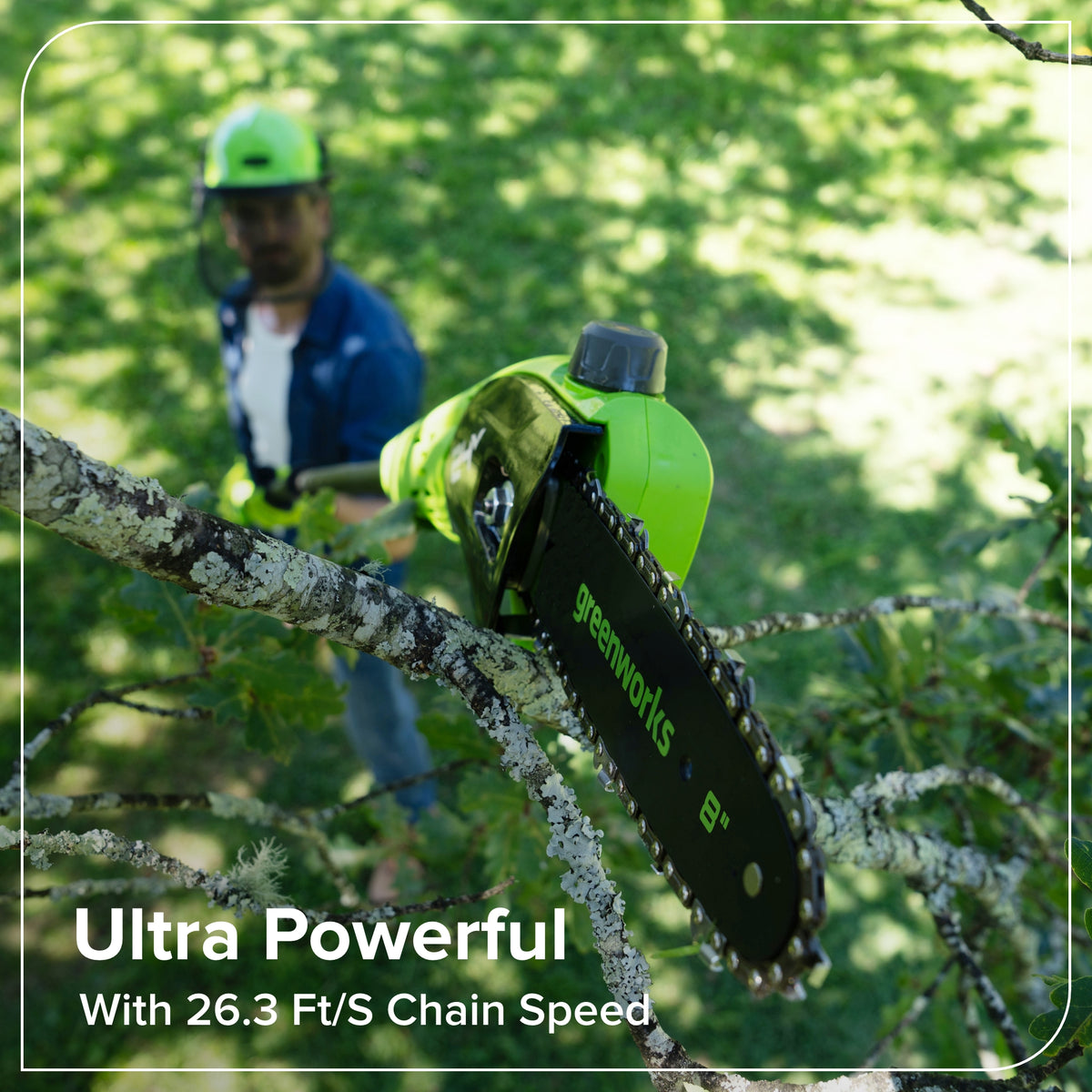 24V 8" Cordless Battery Pole Saw w/ 2.0 Ah Battery & 30W Type-C Charger (3-Ft cable)