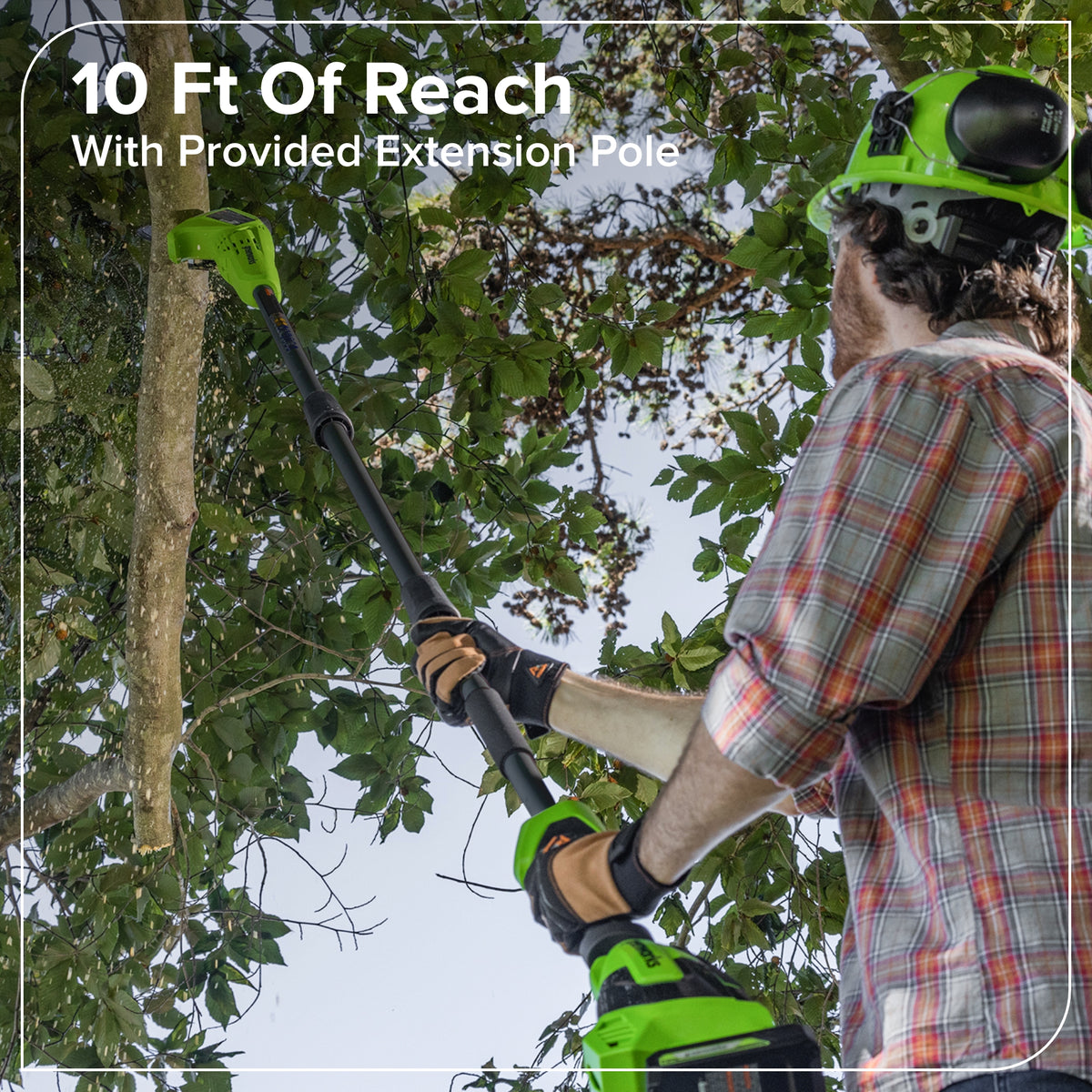 24V 8" Cordless Battery Pole Saw w/ 2.0 Ah Battery & 30W Type-C Charger (3-Ft cable)