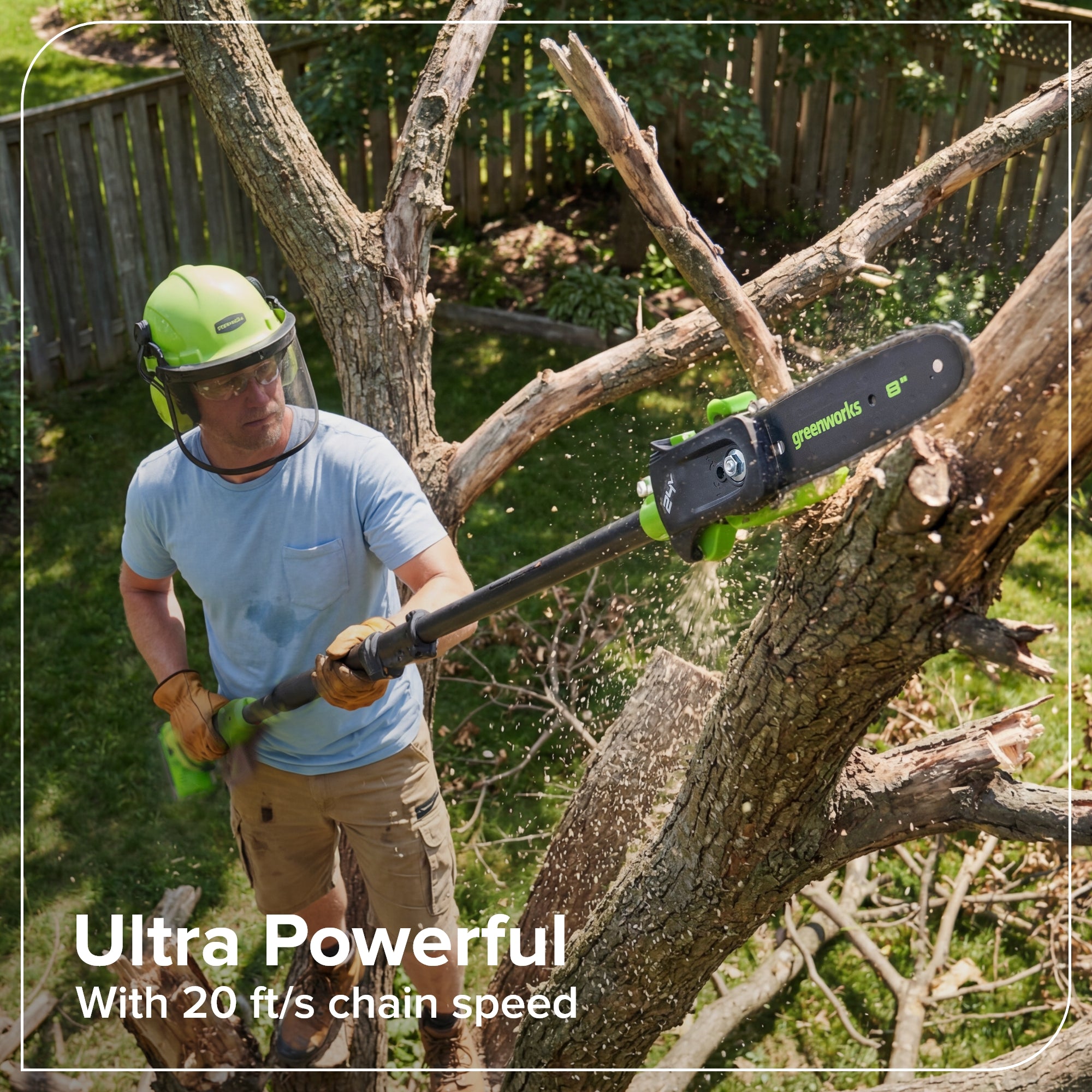 24V 8" Cordless Battery Telescope Pole Saw + Bag, 3.0 Ah Battery & 65W Type-C Charger (3-Ft Cable)