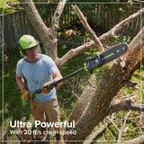 24V 8" Cordless Battery Telescope Pole Saw + Bag, 3.0 Ah Battery & 65W Type-C Charger (3-Ft Cable)