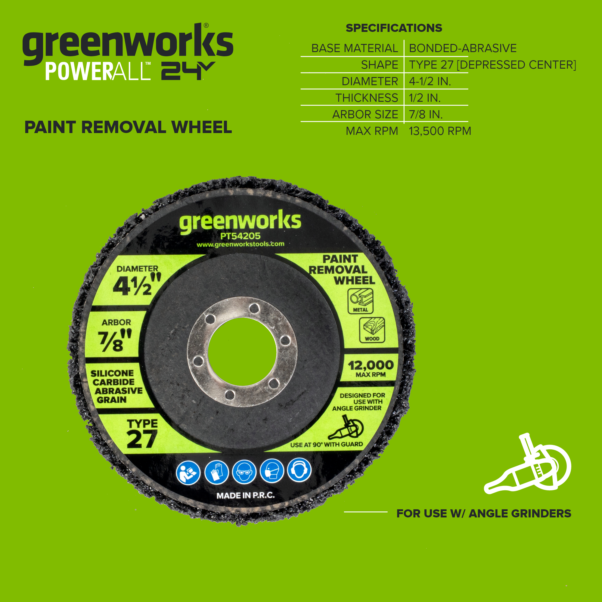 3 Series 4.5" Paint Removal Grinding Wheel 7/8" Arbor