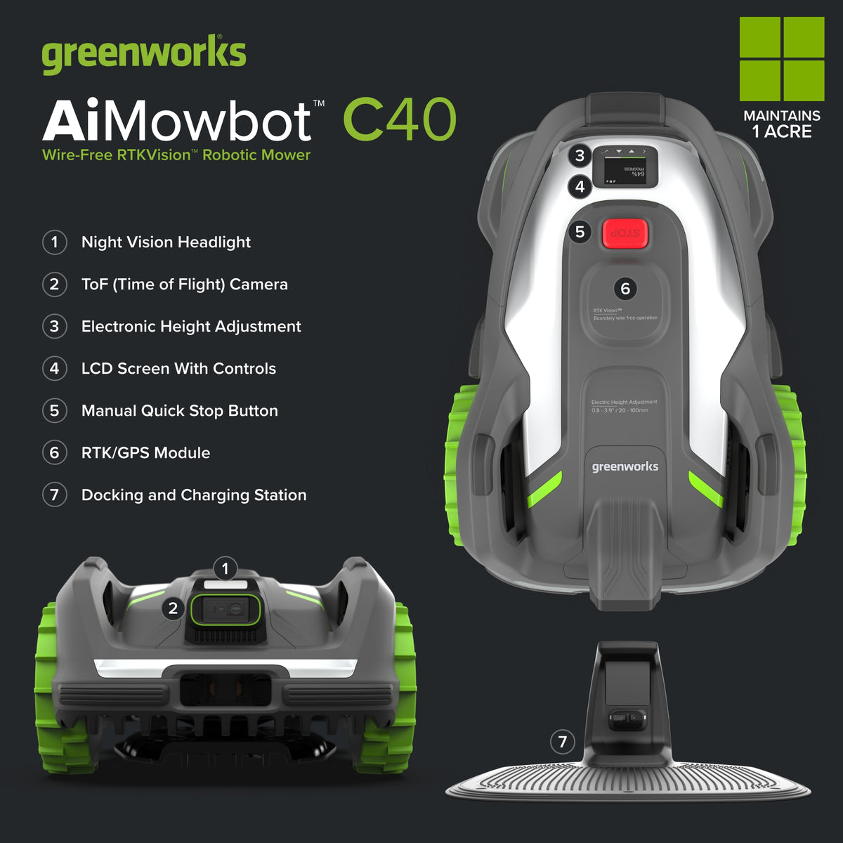 AiMowbot Wire-Free RTKVision Robotic Mower C40 | 1 Acre