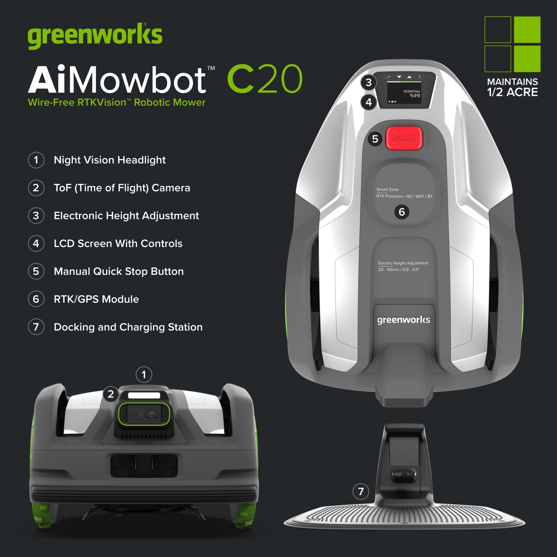 AiMowbot Wire-Free RTKVision Robotic Mower C20