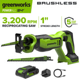 24V PowerAll 1-1/4" Reciprocating Saw with Blade, 2.0 Ah USB-C Battery and 30W USB-C Fast Charger,3,200 SPM
