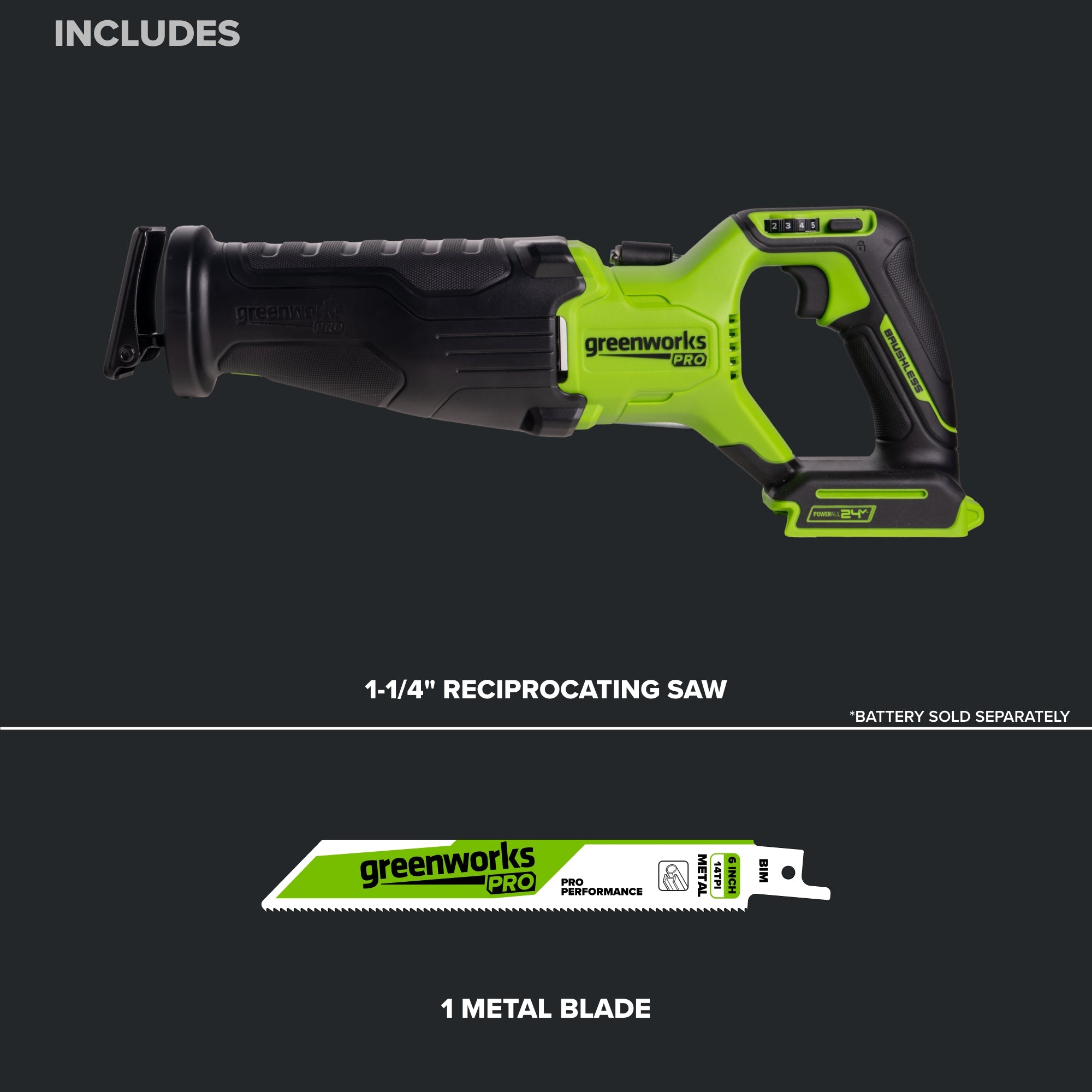 24V 5 Series  1-1/4" Reciprocating Saw (Tool Only)