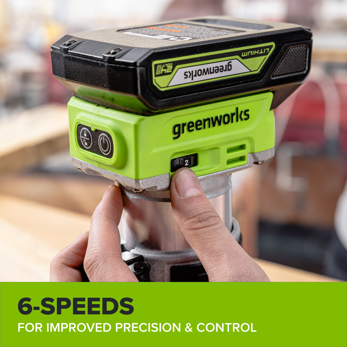 24V PowerAll Compact Router, Tool Only, with Edge Guide, Flush Trim Bit, Socket and Collet Wrenches, Bit Holder and Vacuum Dust Adaptor
