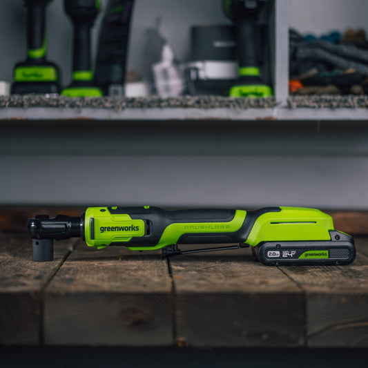 24V 3-Series Cordless Battery Ratcheting Wrench: (1) 2Ah Battery and 30W Charger