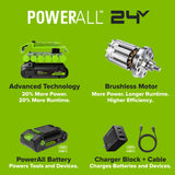24V 3-Series Cordless Battery Ratcheting Wrench: (1) 2Ah Battery and 30W Charger