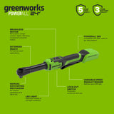 24V 3-Series Cordless Battery Extended Ratcheting Wrench: (1) 2Ah Battery and 30W Charger