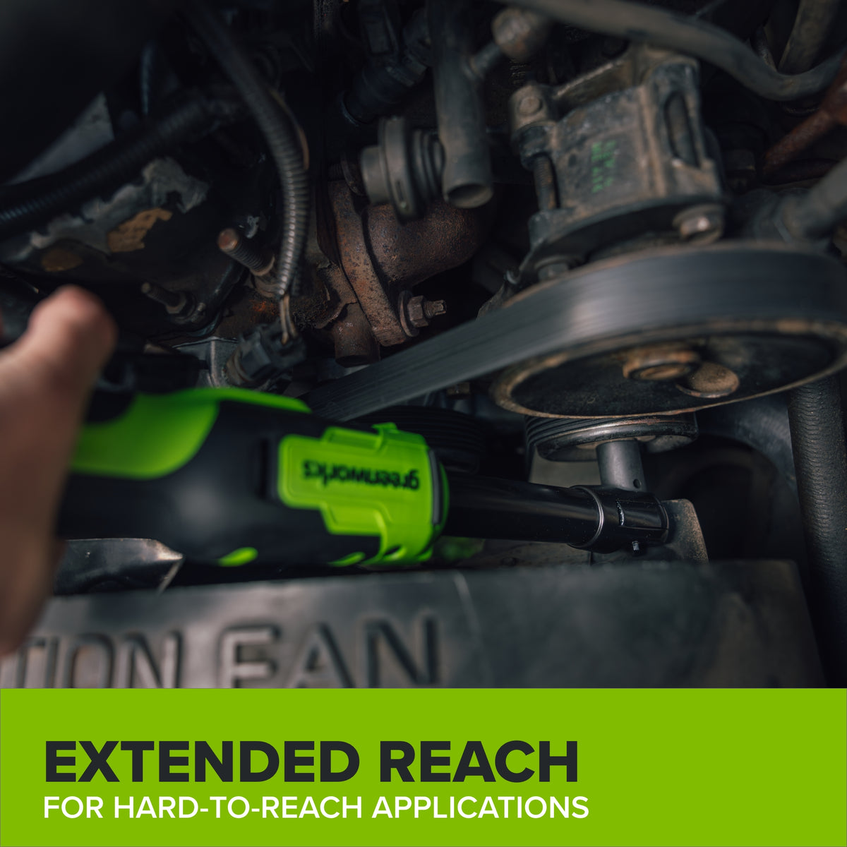 24V 3-Series Cordless Battery Extended Ratcheting Wrench: (1) 2Ah Battery and 30W Charger