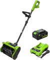 24V 12" Cordless Battery Snow Shovel with Directional Vanes: (1) 24V 4.0 Ah Battery, (1) 2A Charger