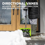 24V 12" Cordless Battery Snow Shovel with Directional Vanes: (1) 24V 4.0 Ah Battery, (1) 2A Charger