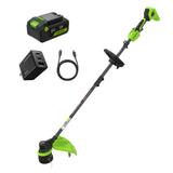 24V 15" Cordless Battery Brushless String Trimmer  w/ 6.0Ah Batteries and 65W Type-C Charger(3-Ft Cable)