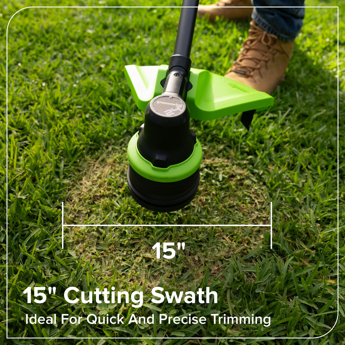 24V 15" Cordless Battery Brushless String Trimmer  w/ 6.0Ah Batteries and 65W Type-C Charger(3-Ft Cable)