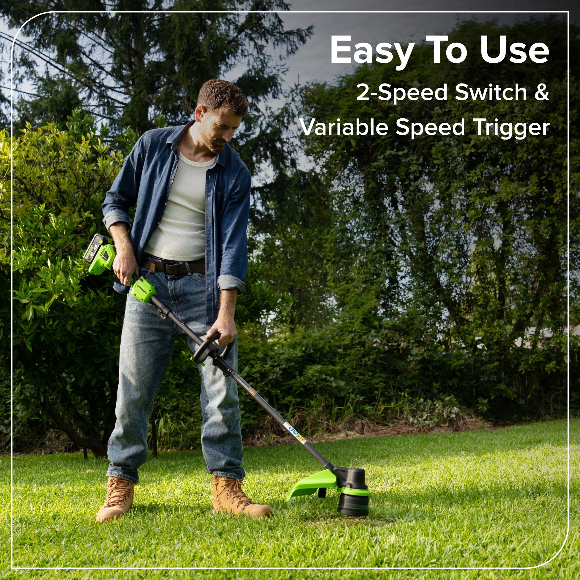 24V 15" Cordless Battery Brushless String Trimmer  w/ 6.0Ah Batteries and 65W Type-C Charger(3-Ft Cable)