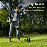 24V 15" Cordless Battery Brushless String Trimmer  w/ 6.0Ah Batteries and 65W Type-C Charger(3-Ft Cable)