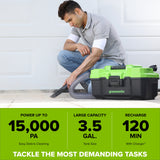 24V 3.5-Gal AC/DC Wet/Dry Vacuum: 4.0 Ah Type-C Battery and 30W Charger