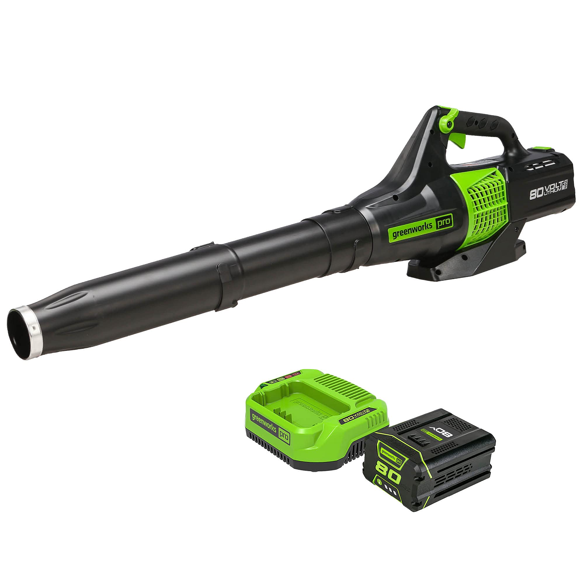 80V Cordless Battery Brushless Axial 500 Cfm Leaf Blower W/ 2Ah Battery And Charger| Greenworks | Greenworks Tools