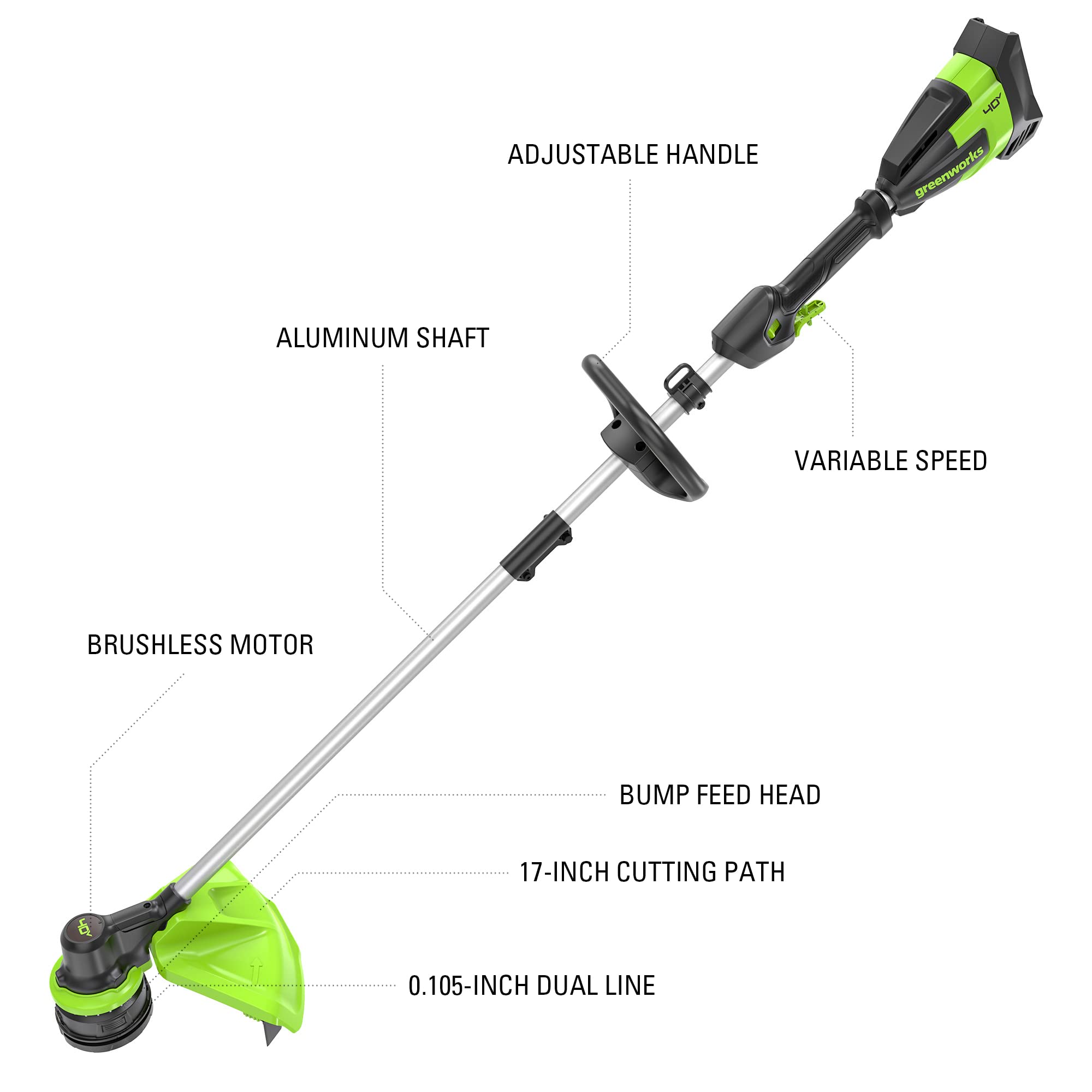 40V 17" Cordless Battery String Trimmer w/ 8.0 Ah Battery & Charger