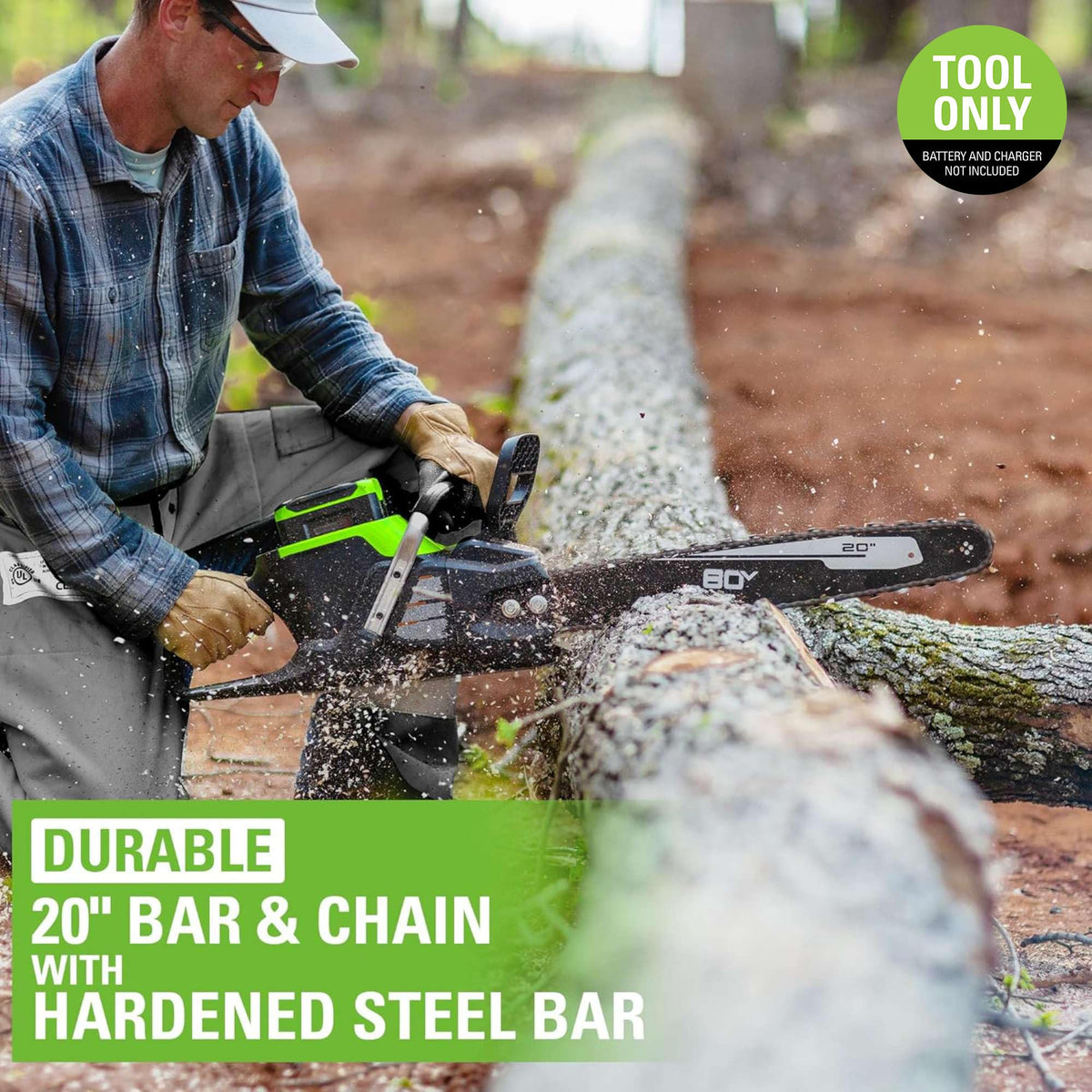 80V 20" 3kW Cordless Battery Chainsaw (Tool Only)