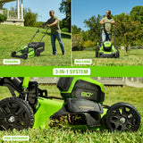80V 21" Cordless Battery Brushless 3-in-1 Push Mower & 500CFM Axial Leaf Blower w/(2) 2.0Ah Batteries and Rapid Charger