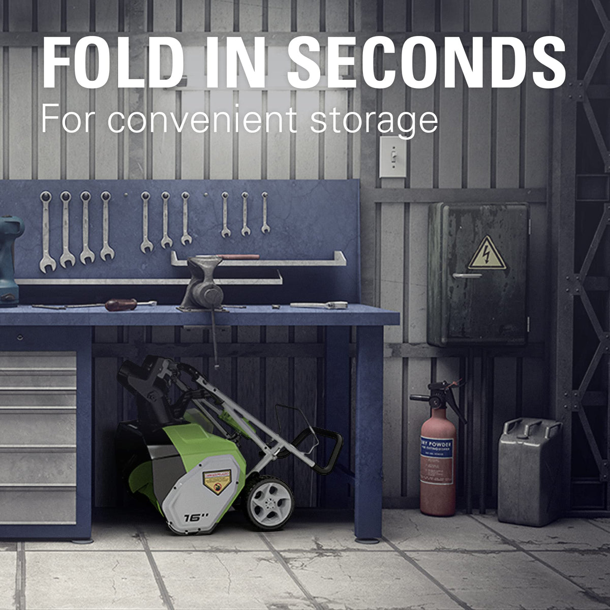 40V 16" Cordless Battery Single-Stage Snow Blower: 5.0 Ah USB Battery and Charger