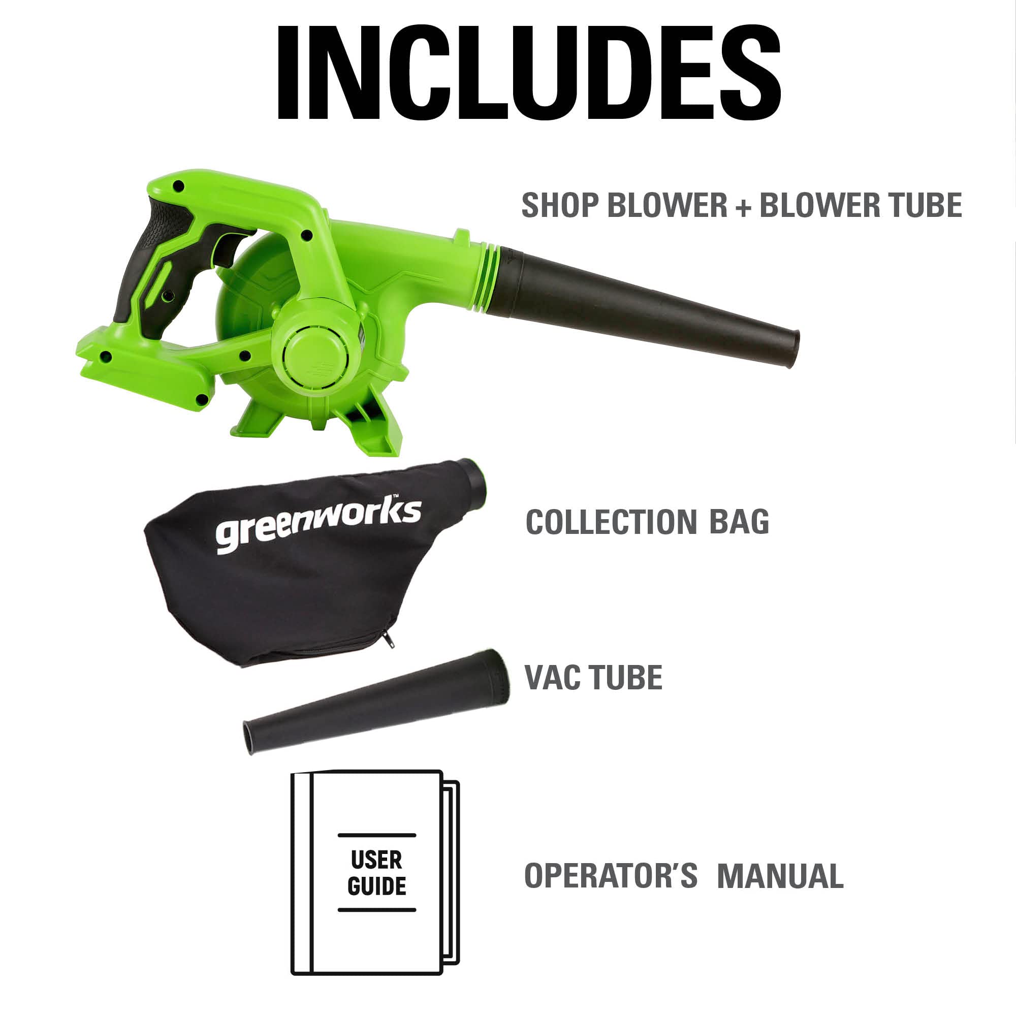24V 90 CFM Cordless Battery Shop Blower & Vacuum (Tool Only)