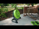 24V Cordless Fan: 2.0 Ah USB Battery, 0.5A Charger and AC Adapter