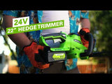 24V 22" Cordless Battery Hedge Trimmer 2800 SPM (Tool Only)