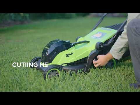24V 14" Cordless Battery Brushless Push Lawn Mower w/ 5.0Ah Battery & 65W Type-C Charger (3-Ft Cable)