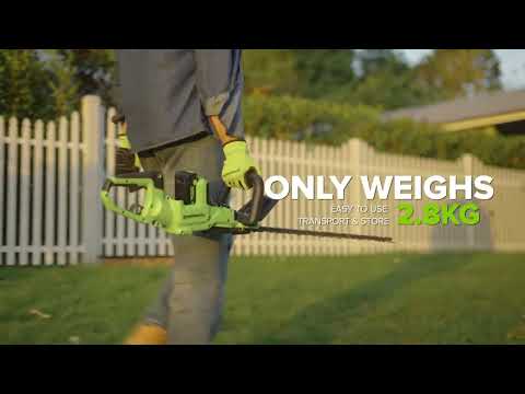 24V 24" Cordless Battery Hedge Trimmer: 2.0 Ah Battery and 2A Charger