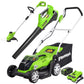 40V 14" Cordless Battery Mower, 350CFM Axial Blower & 12" String Trimmer Combo Kit w/ 4.0Ah USB Battery & Charger