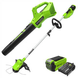 40V 15" Cordless Battery String Trimmer/350CFM Blower Combo Kit w/ 2.5Ah Battery & Charger