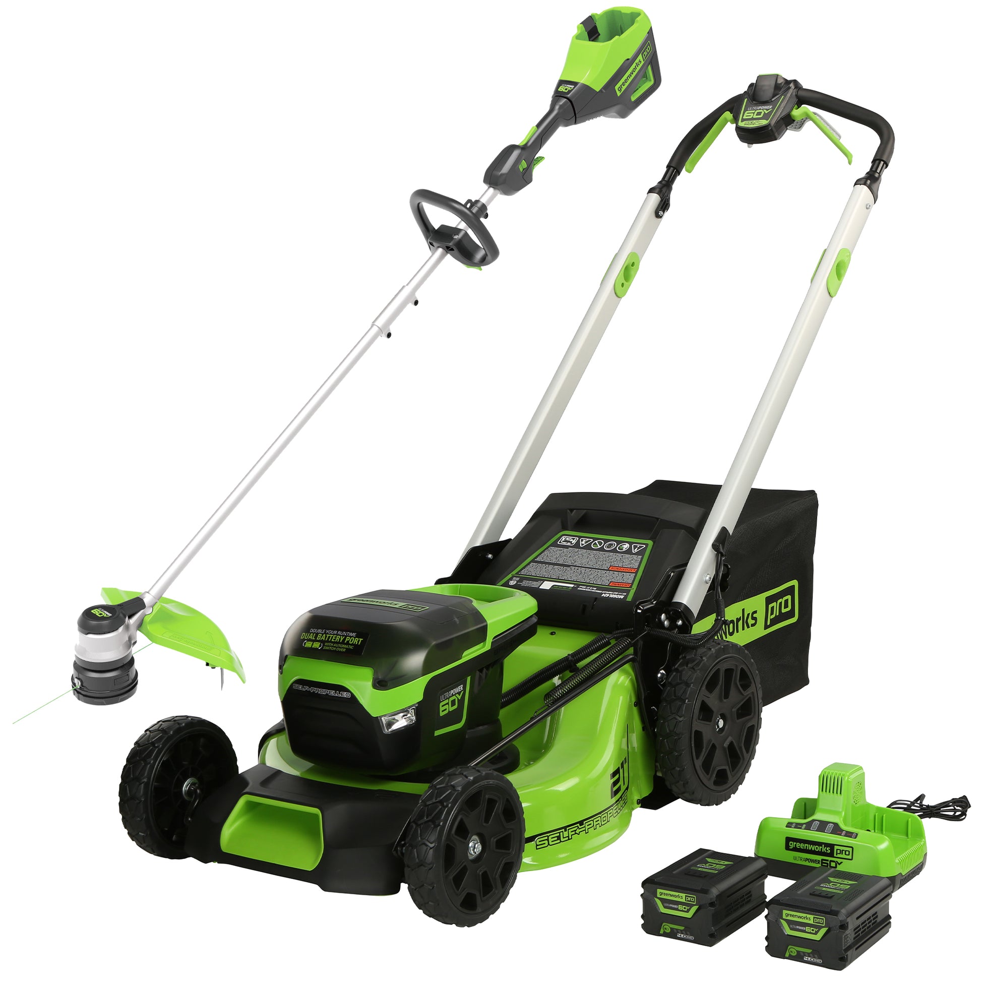 greenworkstools-60V 16'' String Trimmer & 10-Inch Polesaw Attachment Combo Kit w/ Battery, & Charger | Greenworks Tools