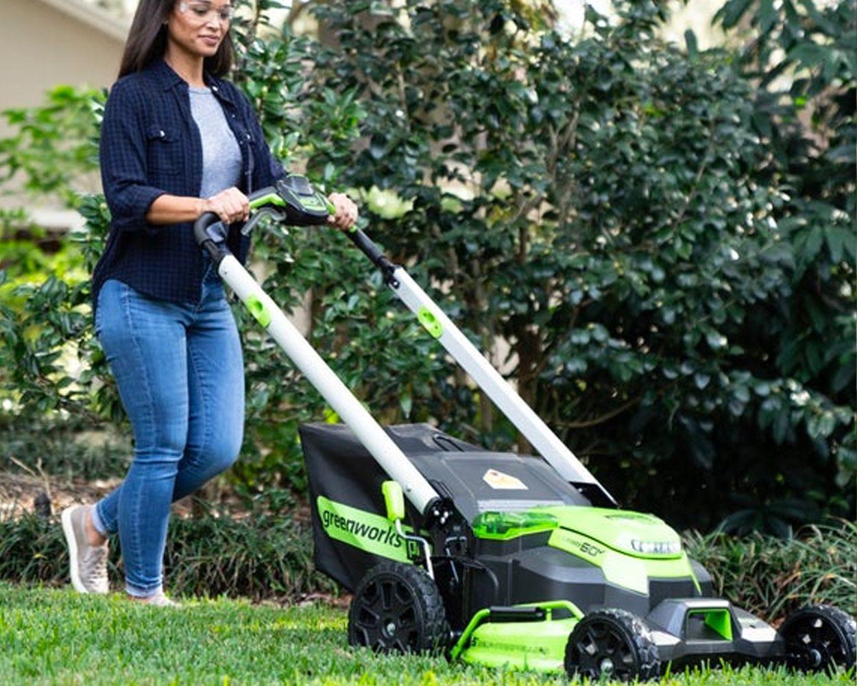60V 25" Cordless Battery Self-Propelled Mower Combo Kit w/ Blower, (2) 4.0Ah Batteries and Dual Port Charger