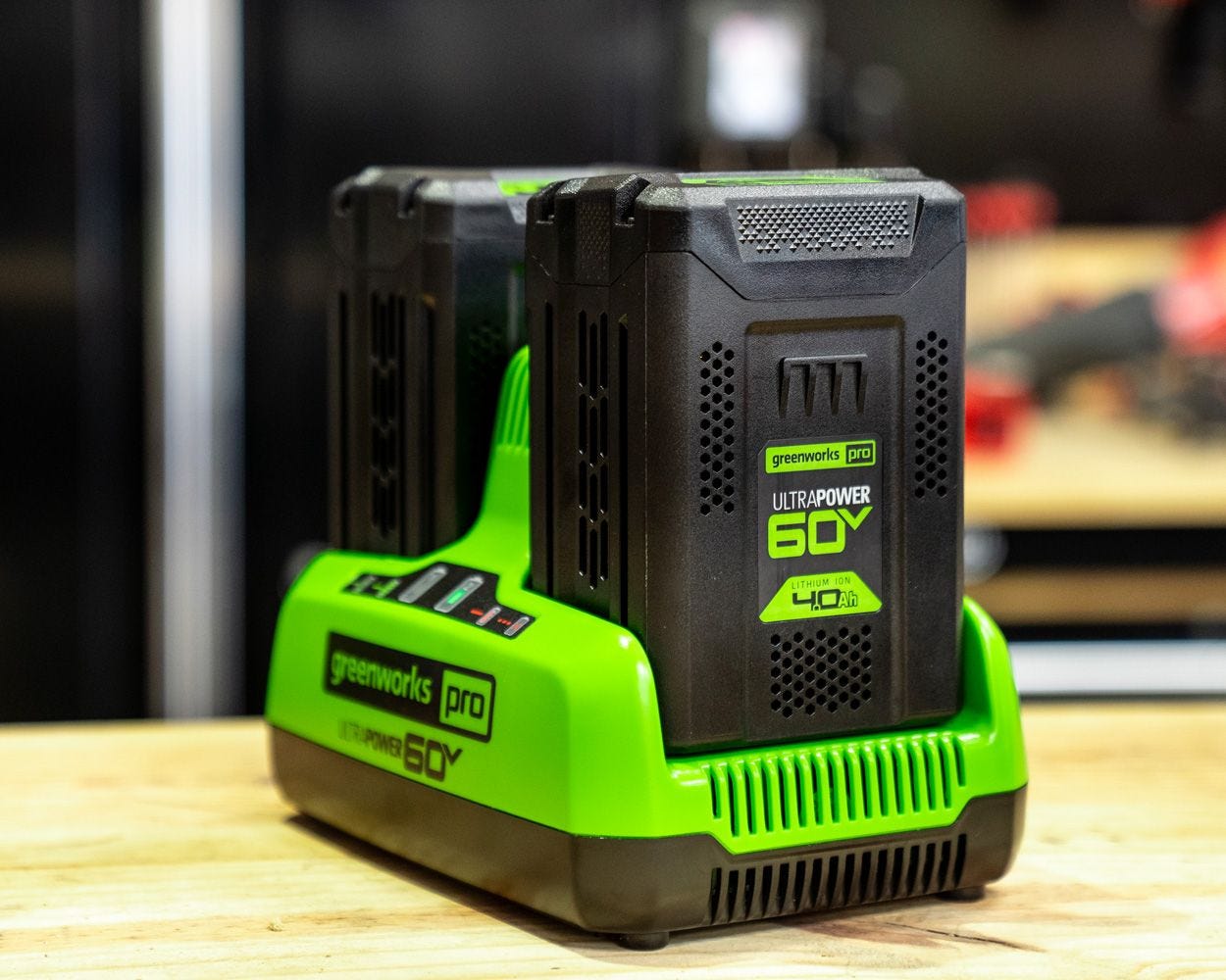 60V UltraPower Dual-Port Battery Charger | Greenworks Pro